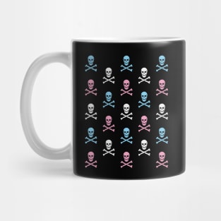 Skull & Crossbones / Jolly Roger (Pattern / White - Pink - Cyan) Mug